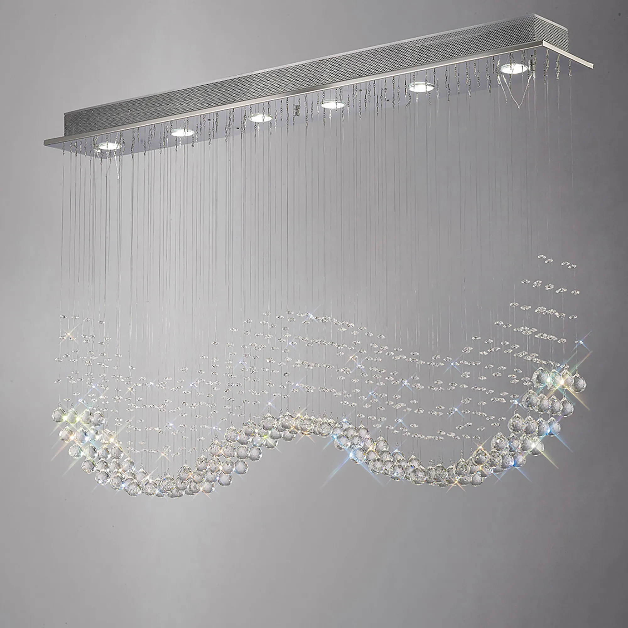 IL31380  Colorado Crystal Rectangular Pendant 6 Light Polished Chrome